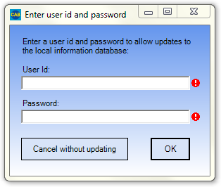 Password entry screen