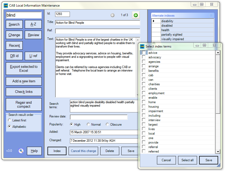 Scanning text for search words