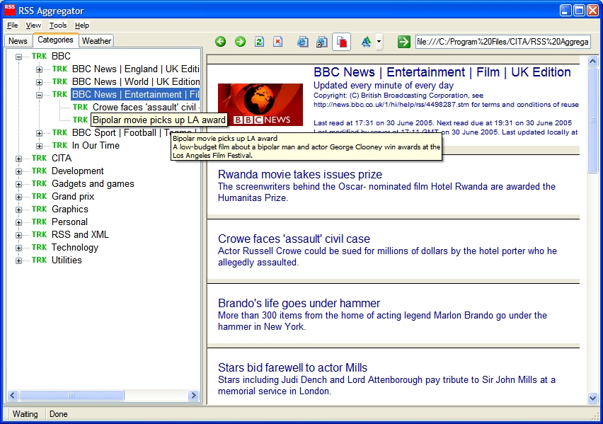 Channels, items and tooltips