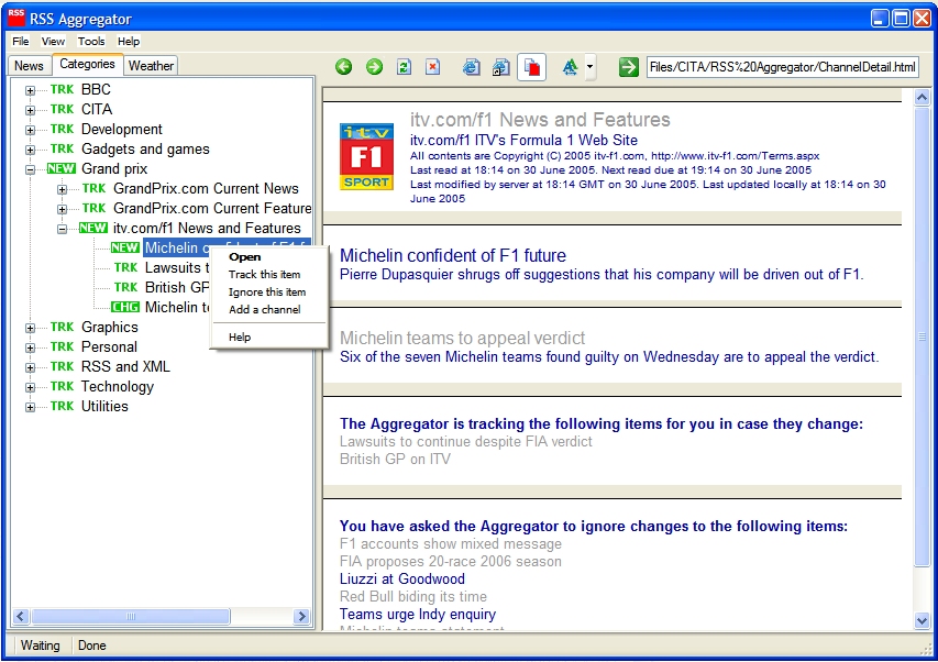 Right click menu