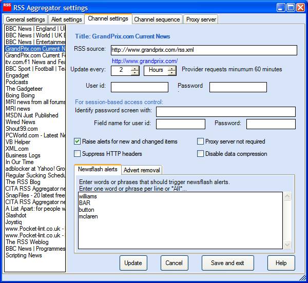 Channel settings
