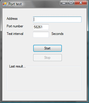 Screenshot of the Port tester